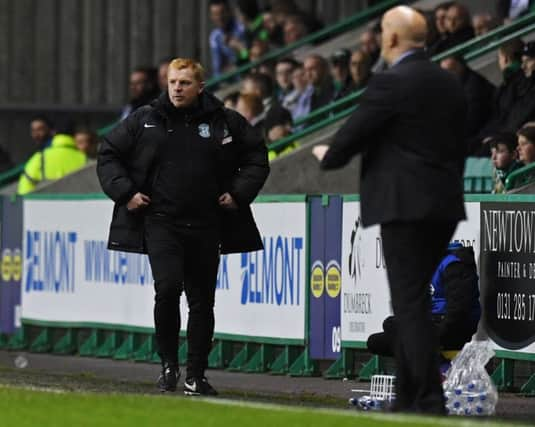 29/03/17 LADBROKES CHAMPIONSHIP
 HIBERNIAN v MORTON
 EASTER ROAD - EDINBURGH
 Hibernian manager Neil Lennon on the touchline.