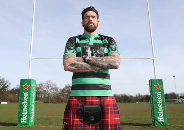 Saracens' Jim Hamilton poses during the Heineken Presents Take the Hit with School of Hard Knocks, a charity which works to tackle unemployment through rugby. To donate, visit facebook.com/sohkcharity.  Picture: Christopher Lee/Getty Images for Heineken Rugby