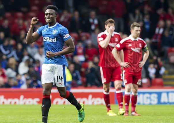 Rangers' Joe Dodoo celebrates his goal against Aberdeen. Picture: SNS