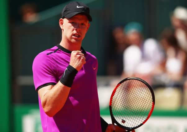 Kyle Edmund celebrates his win over fellow Briton Dan Evans in Monte Carlo. Picture: Clive Brunskill/Getty Images