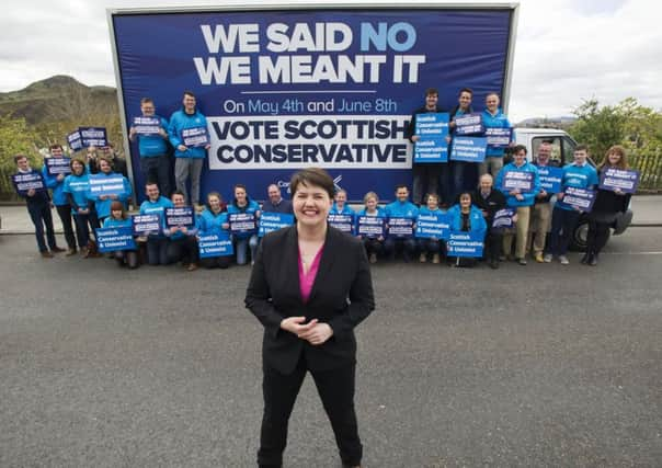 Scottish Tory leader Ruth Davidson poses for pictures with a group of her supporters. Picture : Ian Georgson