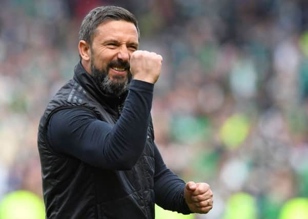 Derek McInnes shows his delight at full time