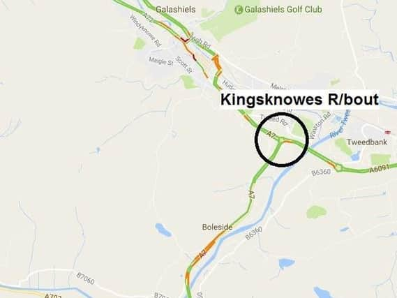 The A7 closure south of Galashiels. Picture: Traffic Scotland