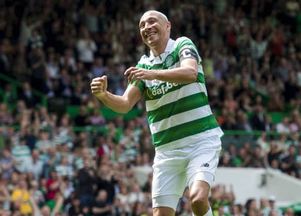 Henrik Larsson celebrates after scoring. Picture: SNS