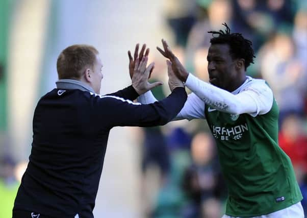 Hibs head coach Neil Lennon has signed Efe Ambrose on a permanent deal. Pic: TSPL