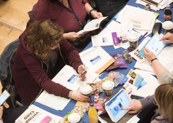 Votes by members of the EIS on a possible strike over pay are counted in Perth. Photograph: Alan Richardson