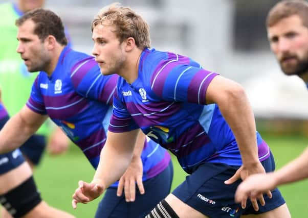 Jonny Gray, in training yesterday, is encouraged by the grassroots system in Scottish rugby. Picture: David Gibson/Fotosport.