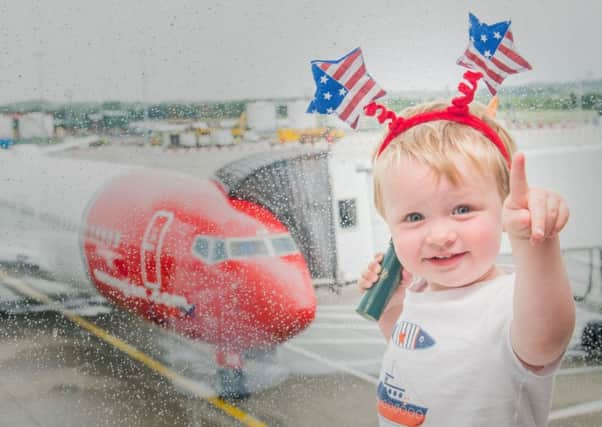 Sam Landsburgh from Edinburgh helps to launch Norwegians new routes from the citys airport. Picture: Ian Georgeson