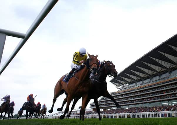 Big Orange and jockey James Doyle, left, just hold off Order Of St George at the line. Picture: Charlie Crowhurst