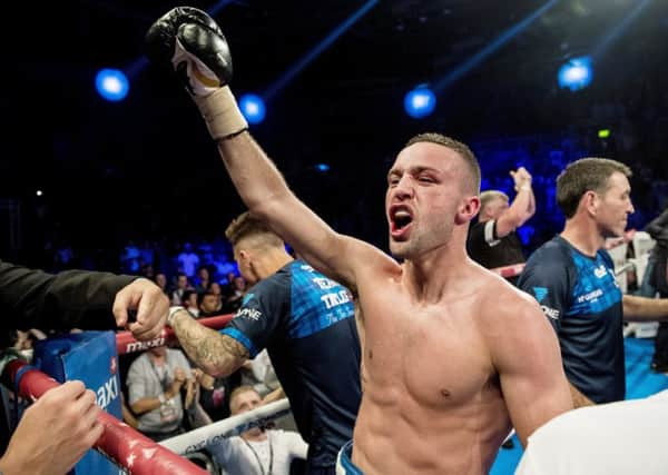 Josh Taylor celebrates his win over Ohara Davies. Picture: SNS/Paul Devlin