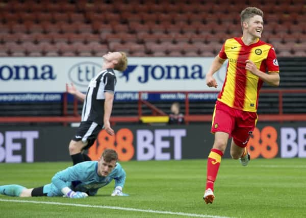 Blair Spittal celebrates putting Partick Thistle 5-0 ahead against hapless St Mirren. Picture: SNS/Alan Harvey