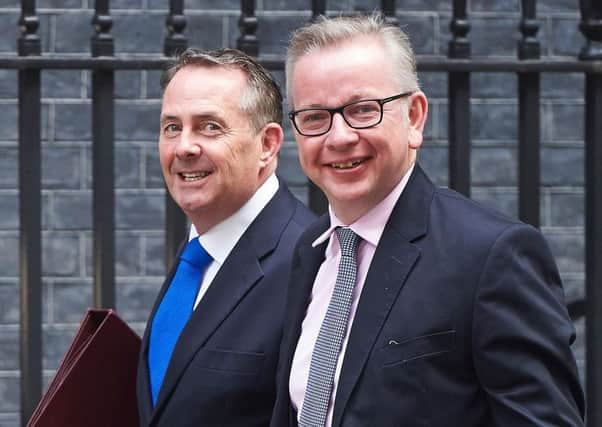 Britain's International Trade Secretary Liam Fox  and Britain's Environment, Food and Rural Affairs Secretary Michael Gove. Picture; PA