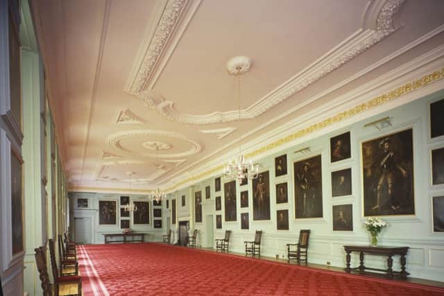 The Great Gallery at the Palace of Holyroodhouse where the collection of portraits of the Stuart kings hang. Some were later slashed by Hanoverian troops. PIC: Royal Collection Trust / Â© Her Majesty Queen Elizabeth II 2017.