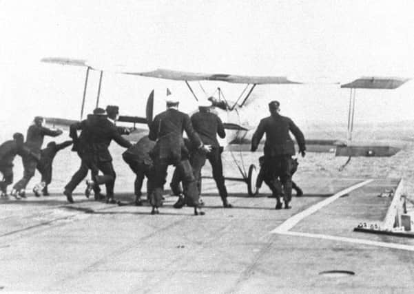 Picture of Dunning's aircraft on a ship. Picture: Orkney Library and Archive