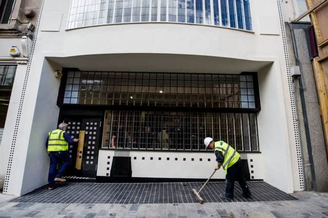 The refurbished exterior of the Willow Tea Rooms in Sauchiehall Street, Glasgow. The building is due to reopen in time for the 150th anniversary of Charles Rennie Mackintosh's birth in June 2018. Picture: John Devlin/TSPL