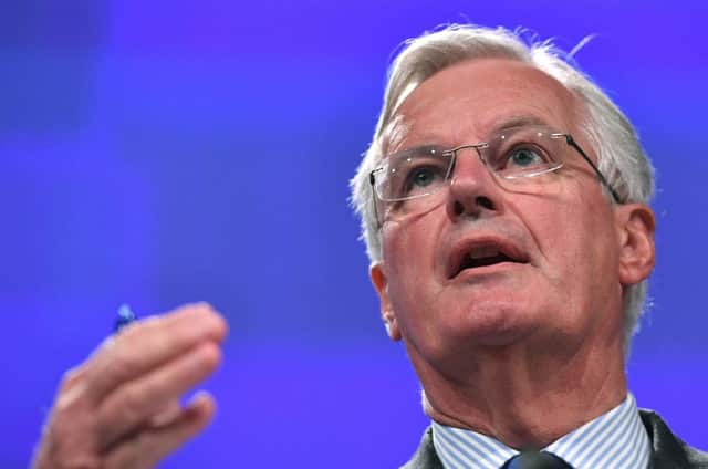 European Union Chief Negotiator in charge of Brexit negotiations with Britain Michel Barnier addresses the media on the publication of "Guiding Principles for the Dialogue on Ireland and Northern Ireland" at the European Union Commission Headquarters in Brussels on September 7, 2017.  / AFP PHOTO / EMMANUEL DUNANDEMMANUEL DUNAND/AFP/Getty Images