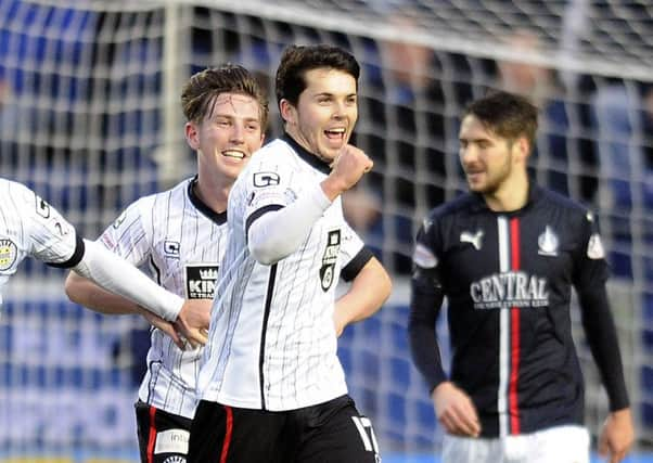 Lewis Morgan celebrates scoring for St Mirren. Picture: Michael Gillen