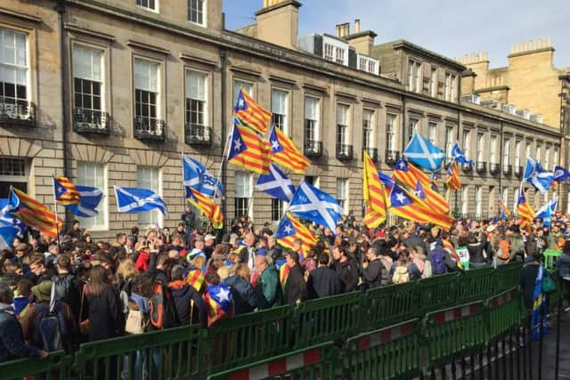 The protest on Alva Street in Edinburgh's West End. Picture: James Delaney