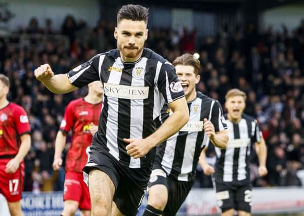 St Mirren's Ian McShane celebrates his goal. Picture: SNS/Roddy Scott