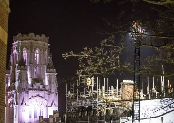 Firefighters attend the scene of a blaze that they extinguished at the University of Bristol in Bristol, England. Picture: Getty