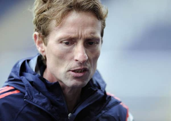 14-11-2014. Picture Michael Gillen. FALKIRK. Falkirk Stadium. Scotland v Holland. Netherlands. Under-19s match. Scot Gemmill.