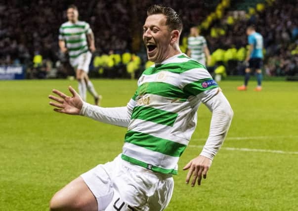 Callum McGregor celebrates his superb match-winning strike against Zenit St Petersburg. Picture: Craig Williamson/SNS