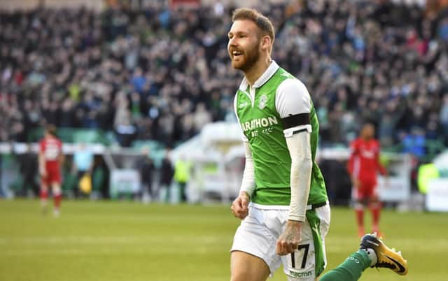 Hibernian's Martin Boyle opens the scoring. Picture: SNS/Rob Casey