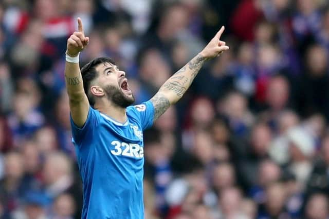 New deal: Daniel Candeias celebrates his goal against Celtic. Picture: PA