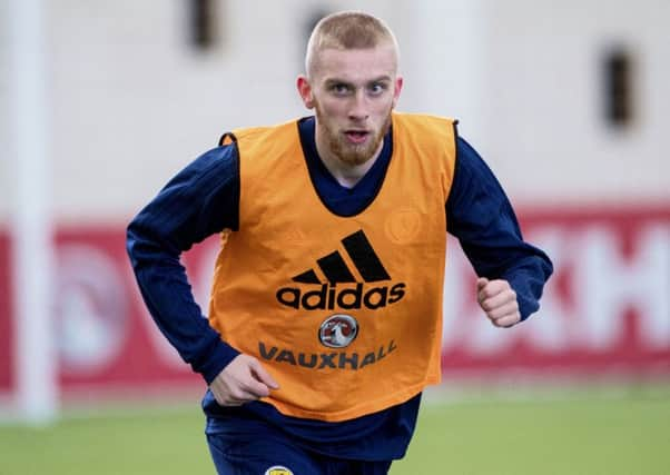 Oli McBurnie during Scotland  training at the Oriam.