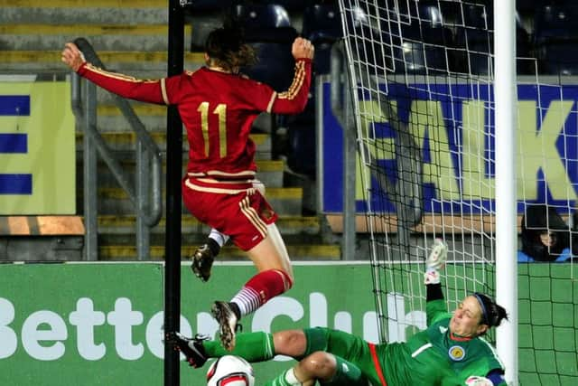 Gemma Fay in action for Scotland against Spain. Picture: Michael Gillen