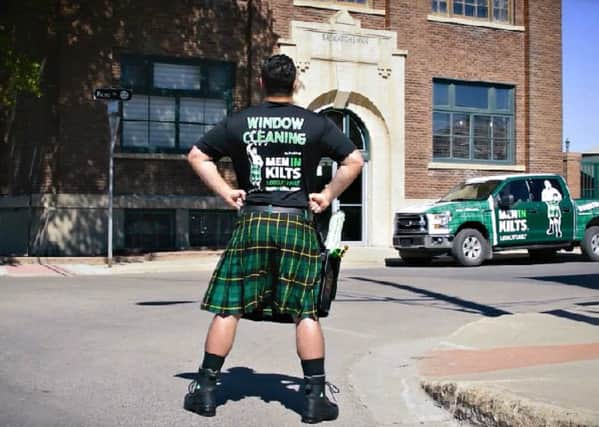 A Men in Kilts employee shows off his uniform. PIC: Men in Kilts.