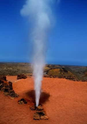 Geysers of steam in Timanfaya National Park, Lanzarote