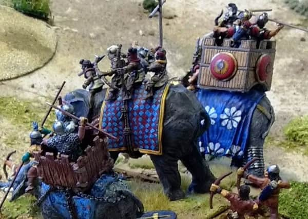 War elephants by Glasgow Tradeston Wargames Club members William Wilson and Simon Watson