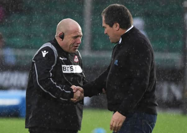 Edinburgh Rugby head coach Richard Cockerill with his Glasgow Warriors counterpart Dave Rennie. Picture: SNS