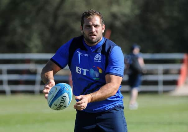 Hooker/flanker Fraser Brown during Scotland training. Picture: Â©Fotosport/David Gibson