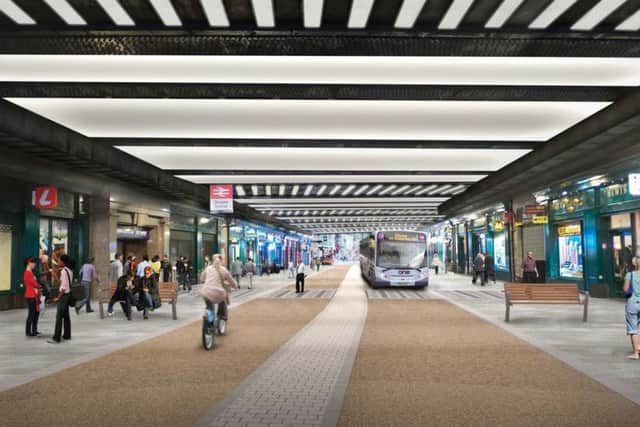 LED lighting under the station bridge.