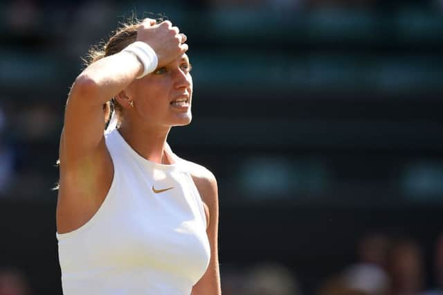 Petra Kvitova was defeated in three sets by Aliaksandra Sasnovich. Picture: AFP