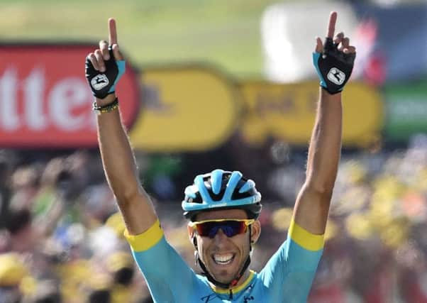 Spain's Omar Fraile celebrates. Pic: JEFF PACHOUD/AFP/Getty Images