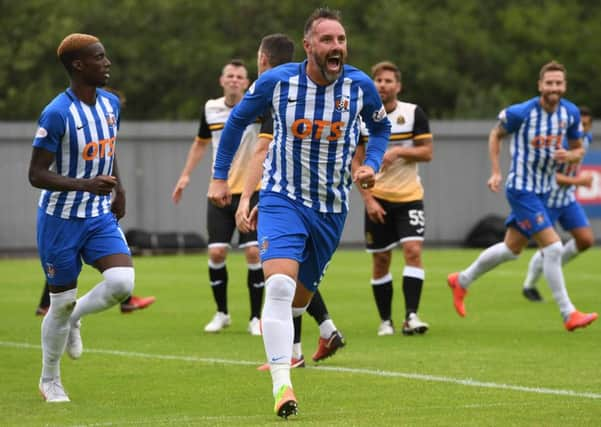 Kris Boyd celebrates scoring Kilmarnock's third goal. Pic: SNS/Craig Williamson