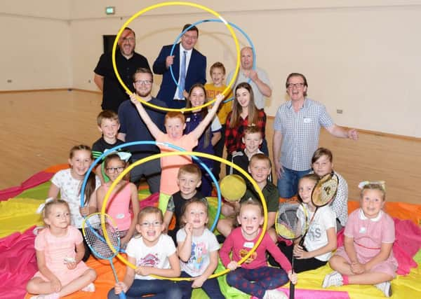 Councillor Paul Kelly and Partnership manager Gordon Thomson (both at back of picture) popped in for a visit as the scheme came to an end at Forgewood Communtiy Centre