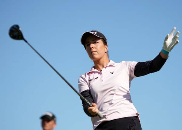 Englands Georgia Hall tees off at the 18th in her first round at the Womens British Open at Lytham. Picture: Richard Heathcote/Getty