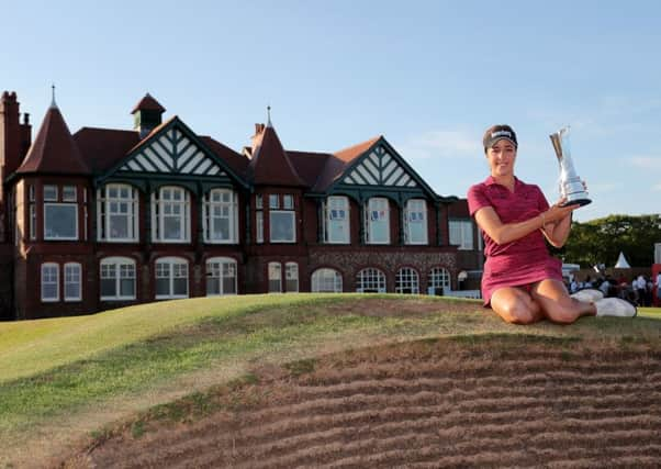 Georgia Hall, with her British Ladies Open trophy, is only the third home player to win that event. Picture: PA