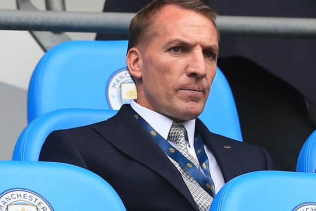 Brendan Rodgers took in Manchester City's game with Huddersfield on Sunday. Picture: AFP/Getty Images