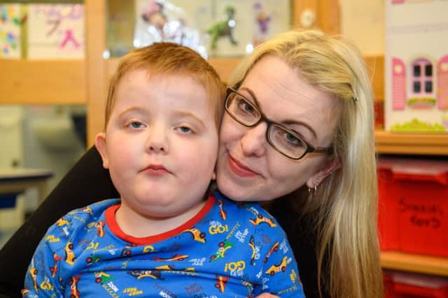 Karen Gray at the Sick Kids with her son Murray Gray aged five who is suffering from a rare form of epilepsy. Picture: Ian Georgeson