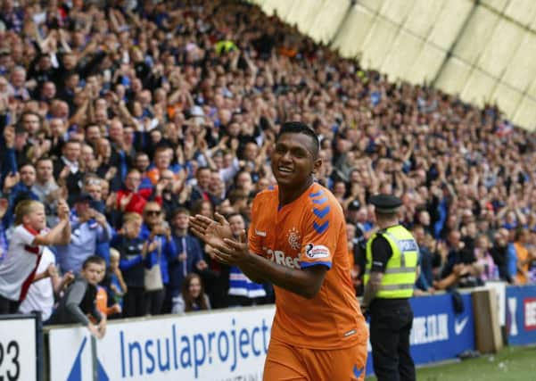 Rangers' Alfredo Morelos celebrates scoring against Kilmarnock. Picture: SNS/Rob Casey