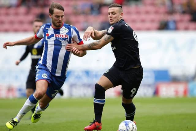 Nick Powell battles with Blackburn's Anthony Stokes during an English Championship clash last season. Picture: Getty Images