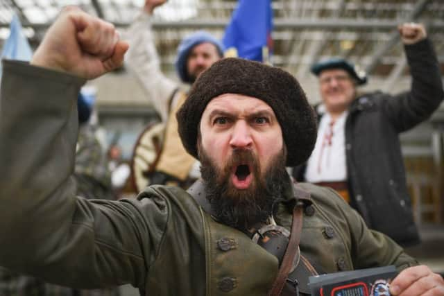 Campaigners against the housing development at Viewhill Farm gathered at the Scottish Parliament in February and plan to meet again at Culloden next month. PIC:  Jeff J Mitchell/Getty Images.