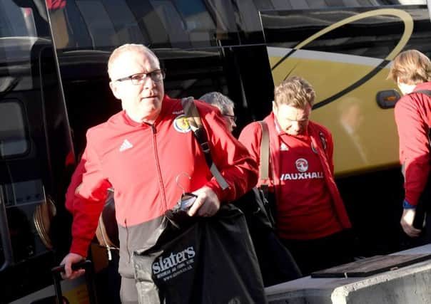 Scotland manager Alex McLeish gets ready for flight to Tel Aviv. Picture: Gary Hutchison/SNS