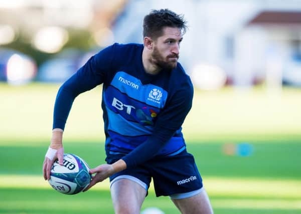 Edinburgh scrum-half Henry Pyrgos is put through his paces at Scotlands training camp in St Andrews yesterday as the squad prepares for the upcoming autumn Tests.