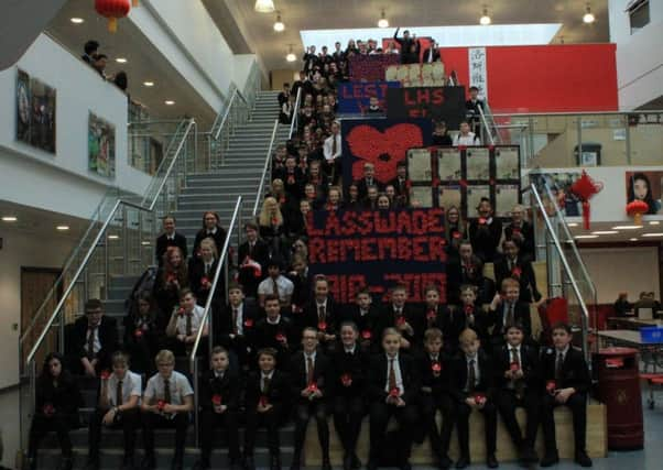 Lasswade High School pupils remember the fallen ahead of the Armistice centenary Rememberance Sunday. Photo taken by Lasswade Higher students.